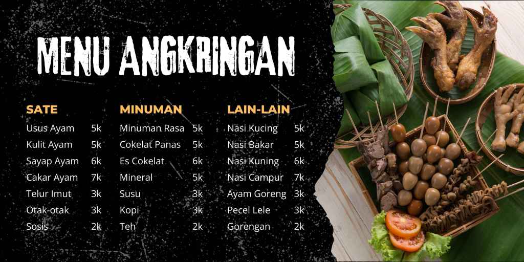 Spanduk adalah media untuk menampilkan menu jualan.
