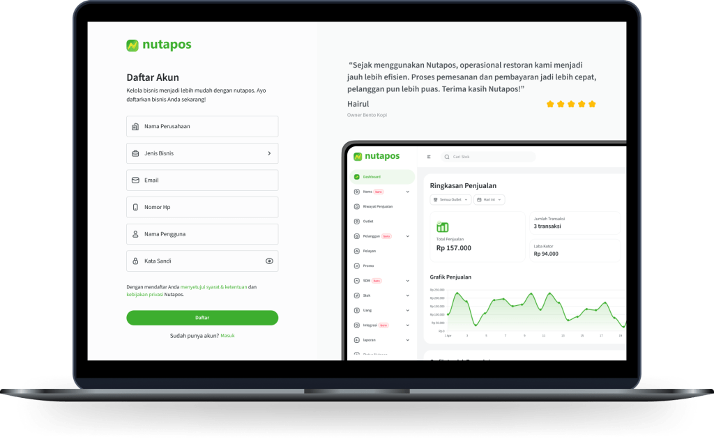 Buat akun bisnis di halaman backoffice Nutacloud
